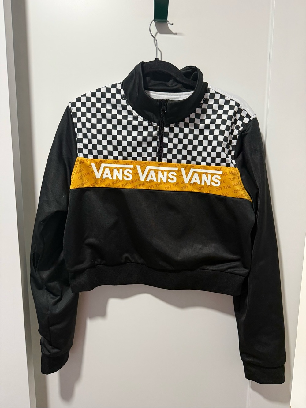 Vans Black and White Logo Cropped Pullover Windbreaker